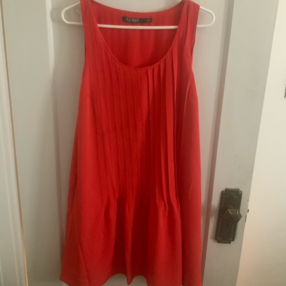Burnt Orange Pleated Ralph Lauren Dress